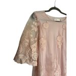 Simply Couture  Sz XL Peach Laced 3/4 Sleeve Tunic‎ Top Shirt Dress Lace Tops Photo 3