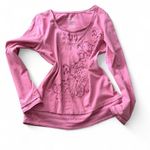 Vintage Layered Look Rhinestone Embellished Graphic Top Pink Size L Photo 1
