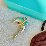 Tiffany & Co. Authentic Rare 18k Gold 925 Silver Dolphin Hoop Brooch Pin Photo 3