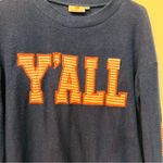 MarleyLilly  Terry cloth sweatshirt “YALL” patch sleeve blue pink sz small/ Med Photo 3