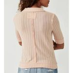 Free People  We The Free Peach Krystal Ribbed Elbow Sleeve Collared Polo Shirt S Photo 11