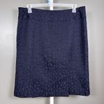 Dana Buchman  Pencil Skirt Women's Size 16 Navy Blue Textured Vent Side Zip Lined Photo 3