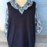 Maggie Barnes NWT! Navy & Blue Patterned Blouse Size 2X Photo 0