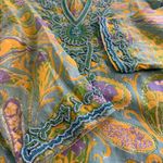 Barbara Gerwit Tunic Top Medium‎ Beaded Paisley Print Cotton Blouse Cover Up Blue Photo 5