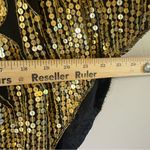 Vtg heavily embellished black and gold sequin butterfly 100% silk top size L Size L Photo 12