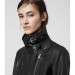 AllSaints Bales Biker 100% Lamb Leather Jacket All Saints Moto Size UK 8 US 4 Black Photo 1