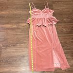 New York & Co. Velvet Mauve Pink Peplum Midi Dress Ruffle Waist Small Photo 11
