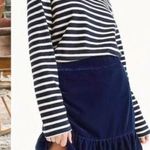 J.Crew Blue Velvet Skirt Pockets Ruffle Hem Stretch Waist Pull-on Lined Preppy Photo 0