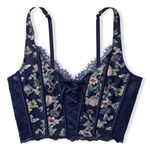 Victoria's Secret Victoria’s Secret Dream Angels Unlined Embroidered Lace Up Top M Medium B Navy Photo 2