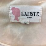 L'ATISTE L’ATISTE Champagne Sleeveless Beaded Floral Lace & Tulle Mini Dress Photo 5