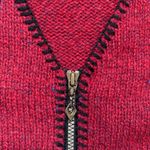 Vintage 90s Coldwater Creek Burgundy Red Wool Knit Sweater Zip Vest Black Trim Size L Photo 5
