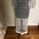 ZARA Chic Black and Cream Mesh Dress with Fringe NWT Photo 6