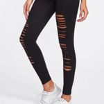 BLACK ACTIVE LADDER RIPPED GYM LEGGINGS Photo 2