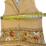 Talbots  Vintage Sweater Vest Yellow Floral Leaf Fall Embroidered Womens Small Photo 7