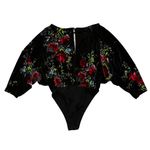 Free People Intimately  Black Floral Velvet Bodysuit, Sz S Photo 12
