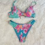 NEW! Kenny Flowers Watercolors Maui blue & pink floral underwire Bikini Photo 2