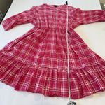 Torrid Pink Plaid Voile Mandarin Collar Button Up Shirt Dress Size 1X Pockets Photo 11