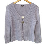 J.Jill 100% Cotton Lilac Knit 2 Button Front Mini Bell Sleeve sweater Purple Size L Photo 0