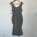 Old Navy  Maternity Striped Midi Tank Dress Black White‎ Sleeveless Large NWT Photo 3