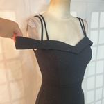 City Triangles Black Sparkle Off The Shoulder Lined Front Split Long Gown Size 1 Photo 1