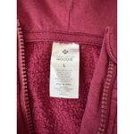 Ribbed Half Zip Hoodie Maroon Burgundy Sweatshirt Athleisure Womens Large Red Photo 2