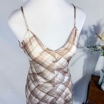 Elie Tahari Elie by Tan Plaid Spaghetti Strap Bias-Cut Midi Slip Dress Sz S🧡 Photo 2
