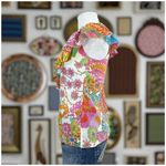 Trina Turk  Paisley Reef Blouse Womens Size Brights Pink Blue Yellow Photo 2