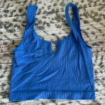Suzette Collection Blue Ribbed Crop Top Photo 0