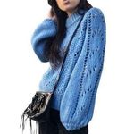 H&M S4 Baby Blue Crochet Knitted Oversized Slouchy Sweater Photo 0