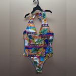 NWOT Tropical Print Halter Swimsuit SZ Photo 1