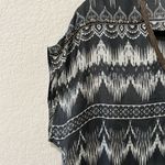 Johnny Was  Grey 100% Silk Dress with Brown Leather Trim/Tassle, Size XS (P) Photo 2