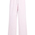 SKIMS Cotton Poplin Straight Leg Pant in Pale Pink Pencil Stripe, Size Large Photo 4