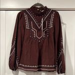 ZARA  Women's Brown Embroidered Top small‎ Photo 1