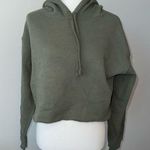 Tri Sirena Army Green Graphic Logo Cropped Hooded Sweatshirt Women's Medium Photo 0