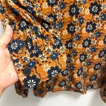 Smythe Floral V Neck Top Blouse Gold Blue Size S Photo 6