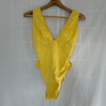 Women's SHAN Timeless Plunging One piece Yellow Swimsuit Size 8 Photo 2