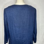 Saint Tropez West  Navy Blue Embroidered 100% Linen Tunic V-Neck Sz M Photo 6
