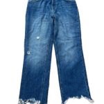 We The Free Maggie Cropped Straight Leg Distressed Raw Hem Denim Jeans Blue 26 Photo 3