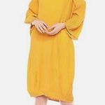 Elliatt NWT Marigold Mustard Off-Shoulder Long Sleeve Pleated Dress - Small Photo 0