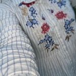 Johnny Was  embroidered floral striped long sleeve button up blouse tunic size M Photo 8
