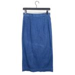 Vintage 80s 90s Forenza Sportswear Denim Maxi Skirt Size 10 Button Slit Pleated Blue Photo 1