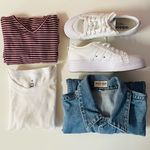 Forever 21 Ribbed Dark Red & Cream Striped Midi Dress Size S NWT Photo 1