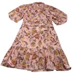 Yakira Bella Dress Womens XS Pink Allie Floral Belted Ruffle Hem Puff Sleeve Photo 2