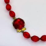 Monet Vintage 1960s Hong Kong Iridescent Red Acrylic Bead Necklace & Clip-On Earrings Photo 5