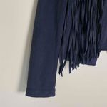 VERO MODA Women's Navy Open Faux Suede Southwestern Fringe Jacket Extra Small Photo 3