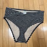 Kona Sol  Twist Black Striped Full Coverage Swimsuit Bikini Bottoms Size Large Photo 1