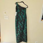 Aidan Mattox New Metallic Jacquard One-Shoulder Gown Emerald Green Women Size 10 Photo 5