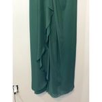 Azazie Size 4 Formal Dress Maxi A Line Empire Pleated Waist V Neck & Back Green Photo 6