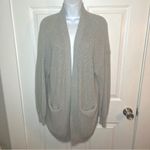 Tahari Gray Cotton Luxe Open Front Cardigan Pockets M Photo 3