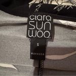 Clara Sun Woo Cream & Black Floral Print Stretch 3/4 Sleeve Tunic Top Sz S NEW Photo 4